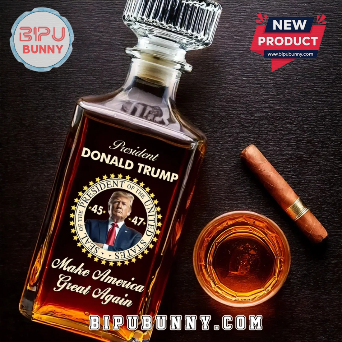 45 47 President Donald Trump Whiskey Bottle 45 47 President Donald Trump Whiskey Bottle