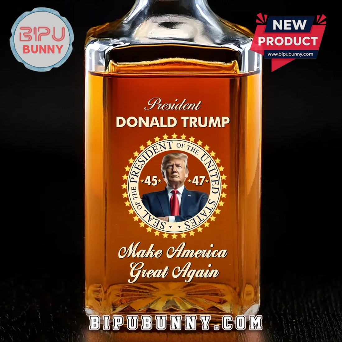 45 47 President Donald Trump Whiskey Bottle 45 47 President Donald Trump Whiskey Bottle
