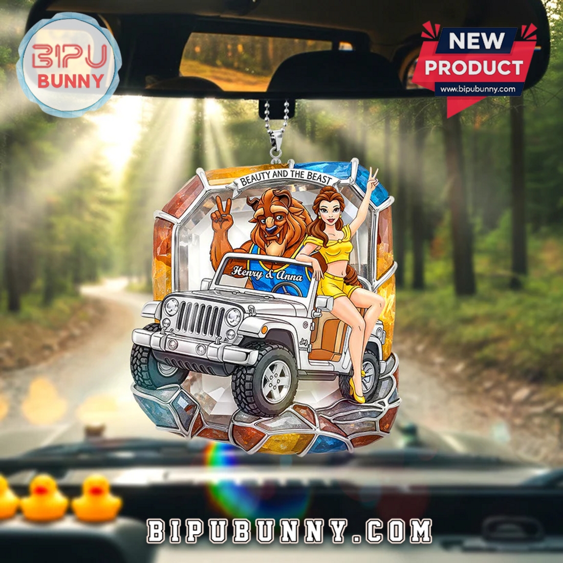 Adventurous Off-Road Couple Car Hanging Ornament Adventurous Off-Road Couple Car Hanging Ornament