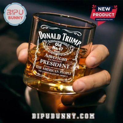 American Patriotic President 45 47 Trump Whiskey Glass