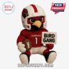 Crocheted Arizona Cardinals doll with football and Bird Gang sign on a white background!