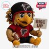 Handmade Falcons mascot doll with football and Rise Up sign on white background.