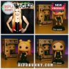 Collage of Avril Lavigne Funko Pop figures in three styles next to her real-life image.