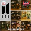 A collection of BTS members as Funko Pops in Halloween costumes including Jin, Jungkook, Suga, V, Jimin, and J-Hope.