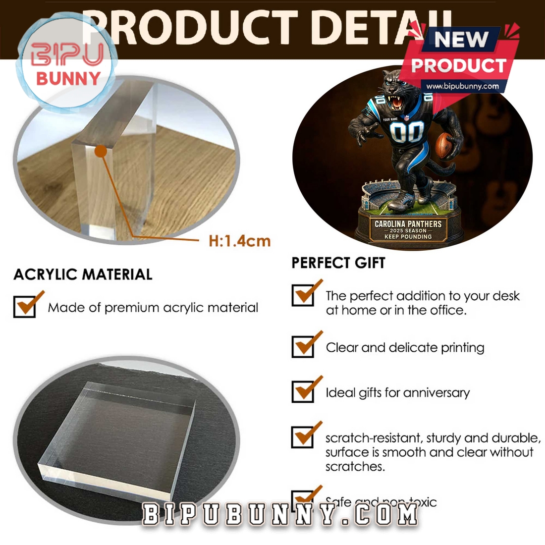 Carolina Panthers Acrylic Standee Figures Carolina Panthers Acrylic Standee Figures