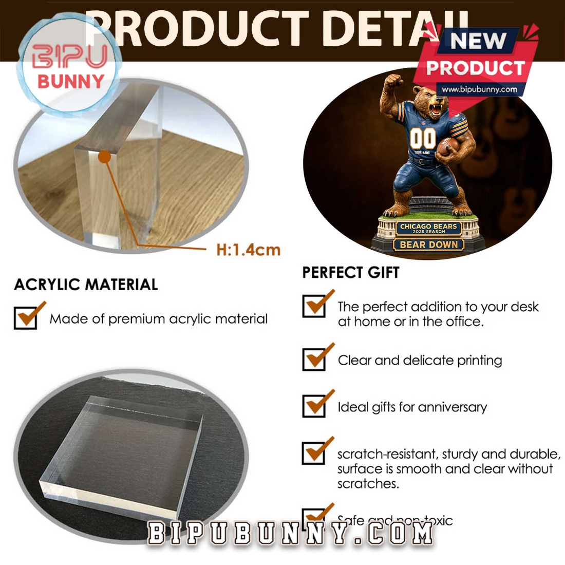 Chicago Bears Acrylic Standee Figures Chicago Bears Acrylic Standee Figures