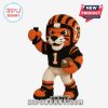 Crocheted Bengals tiger doll holding a smartphone and a football.
