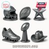 Six metal game tokens shaped like football items!