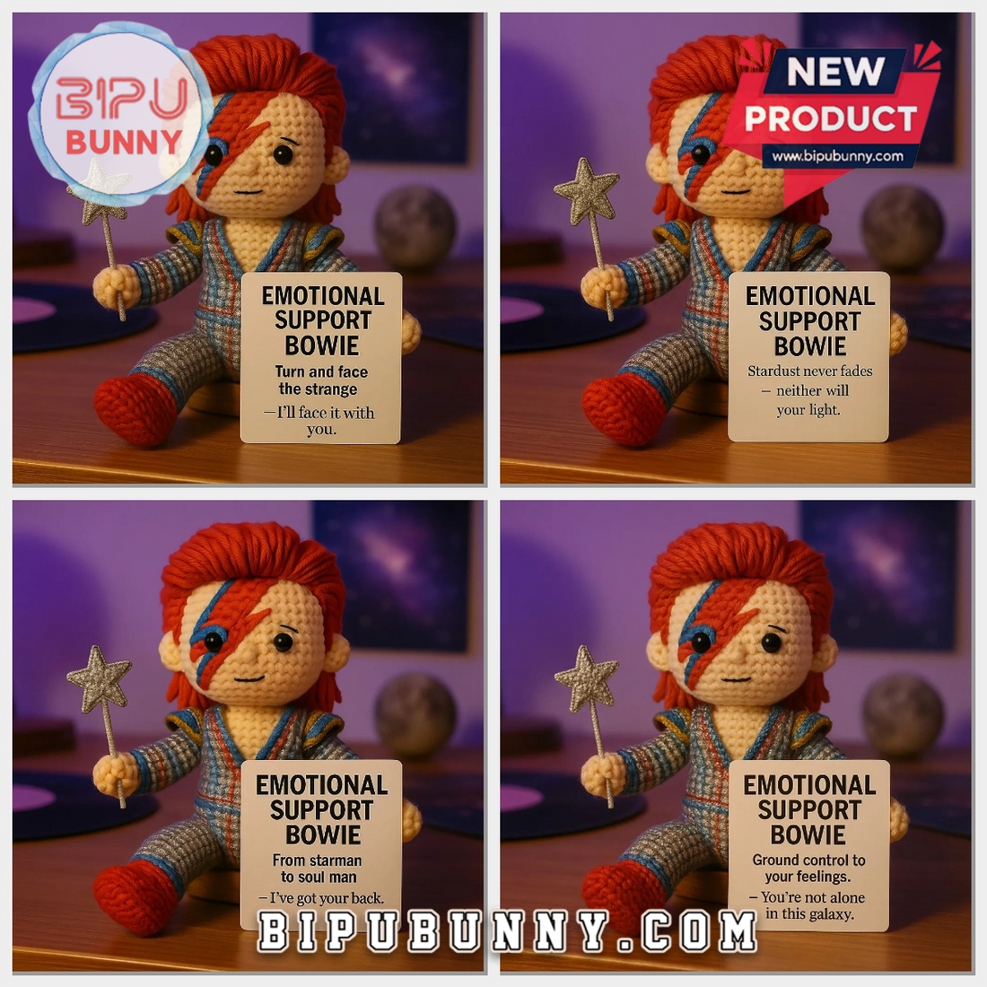 David Bowie Crocheted Emotional Support Doll David Bowie Crocheted Emotional Support Doll