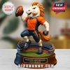 Close view of Denver Broncos mascot figurine on stadium pedestal for 2025 season!