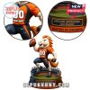 Denver Broncos mascot statue with closeups of customizable jersey and United in Orange pedestal!