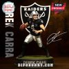 Derek Carr Raiders figurine with team logo background.