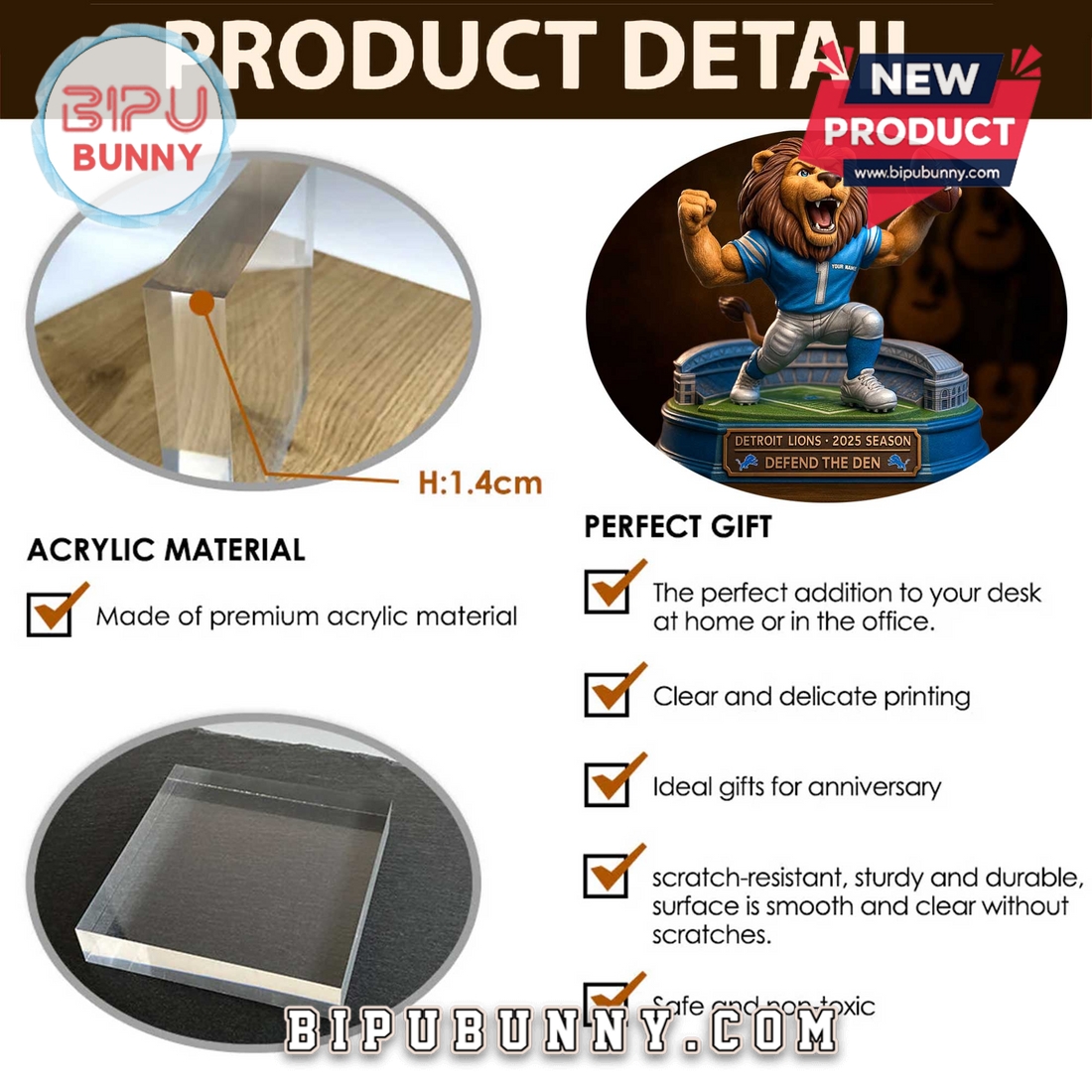 Detroit Lions Acrylic Standee Figures Detroit Lions Acrylic Standee Figures