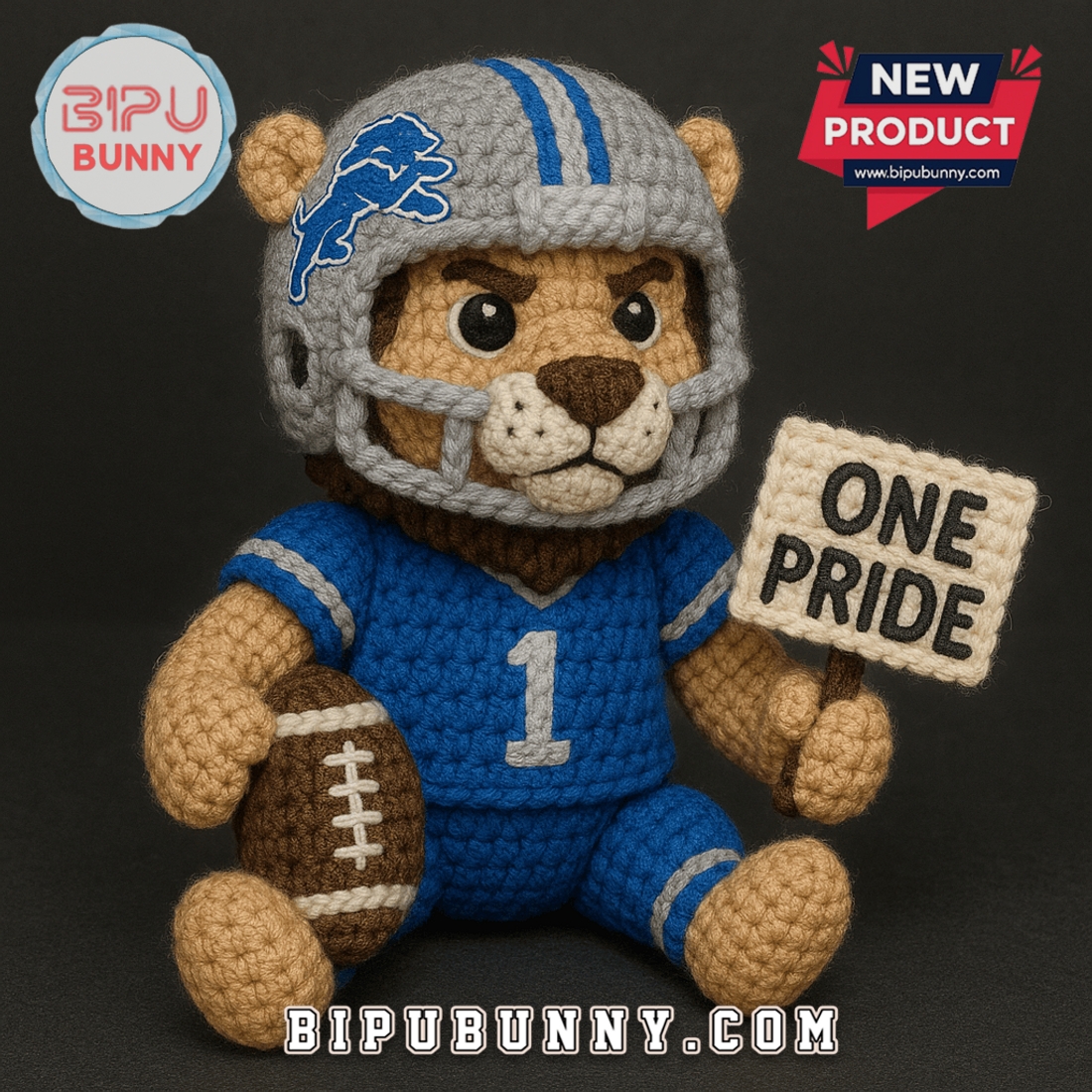 Detroit Lions Emotional Support Crochet Doll Detroit Lions Emotional Support Crochet Doll