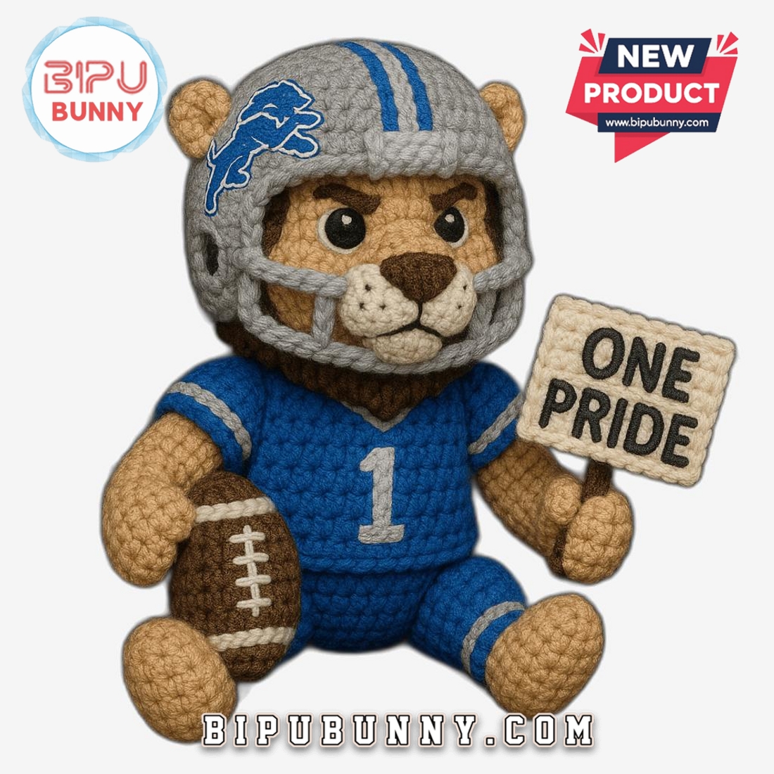Detroit Lions Emotional Support Crochet Doll Detroit Lions Emotional Support Crochet Doll