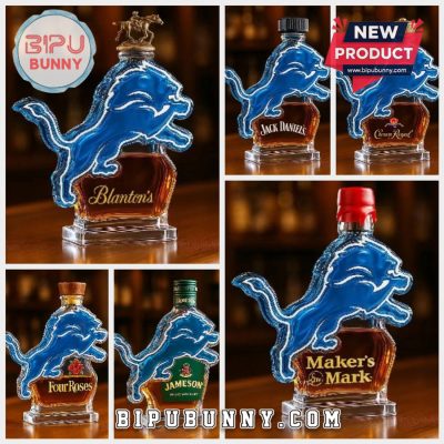 Detroit Lions Football Whiskey Bottle