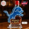 Lion-shaped whiskey bottle in Style 4 with Makers Mark whiskey and red wax seal.