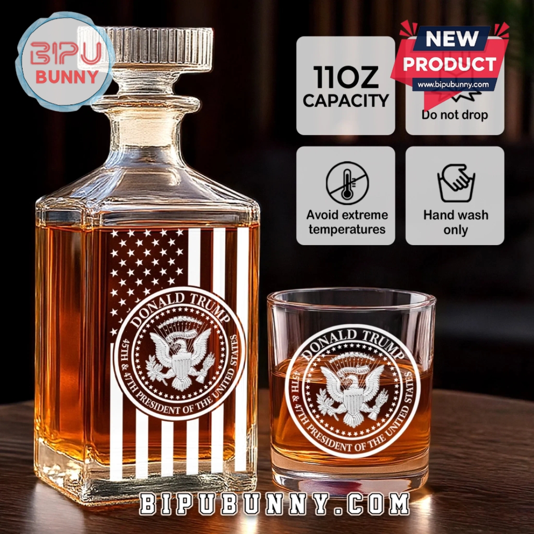 Donald Trump 45 – 47 President Of The US Whiskey Decanter Set Donald Trump 45 – 47 President Of The US Whiskey Decanter Set