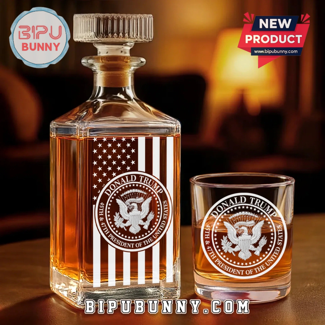 Donald Trump 45 – 47 President Of The US Whiskey Decanter Set Donald Trump 45 – 47 President Of The US Whiskey Decanter Set