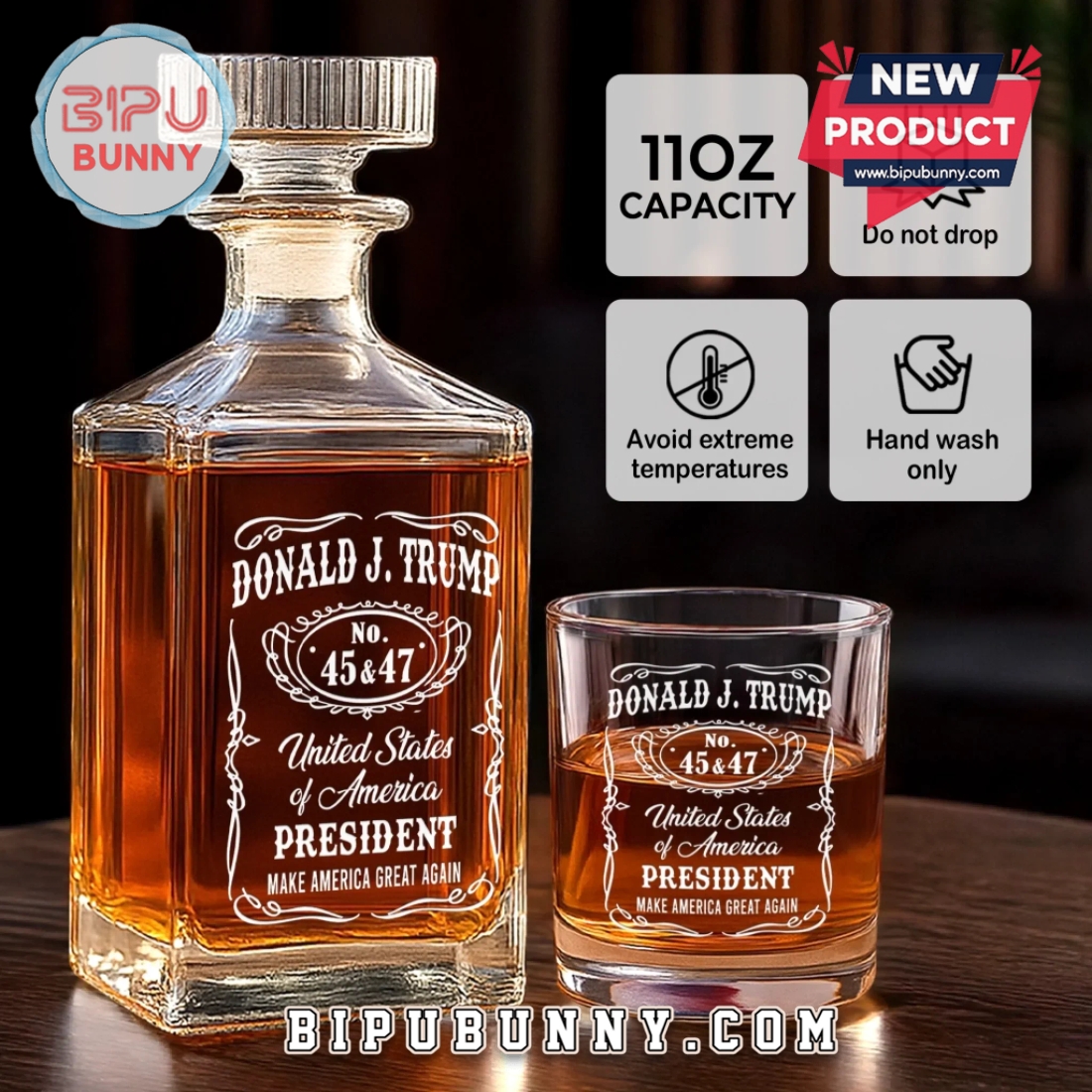 Donald Trump Whiskey Decanter Set, US Patriotic Pride Gifts Donald Trump Whiskey Decanter Set, US Patriotic Pride Gifts