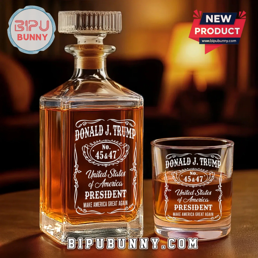 Donald Trump Whiskey Decanter Set, US Patriotic Pride Gifts Donald Trump Whiskey Decanter Set, US Patriotic Pride Gifts
