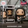 John Myung vinyl figure with silver bass and long black hair.