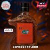 An alligator shaped whiskey bottle with a bright orange label and the Gators logo!