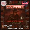 Freddy Krueger themed Monopoly board with Elm Street inspired spaces.