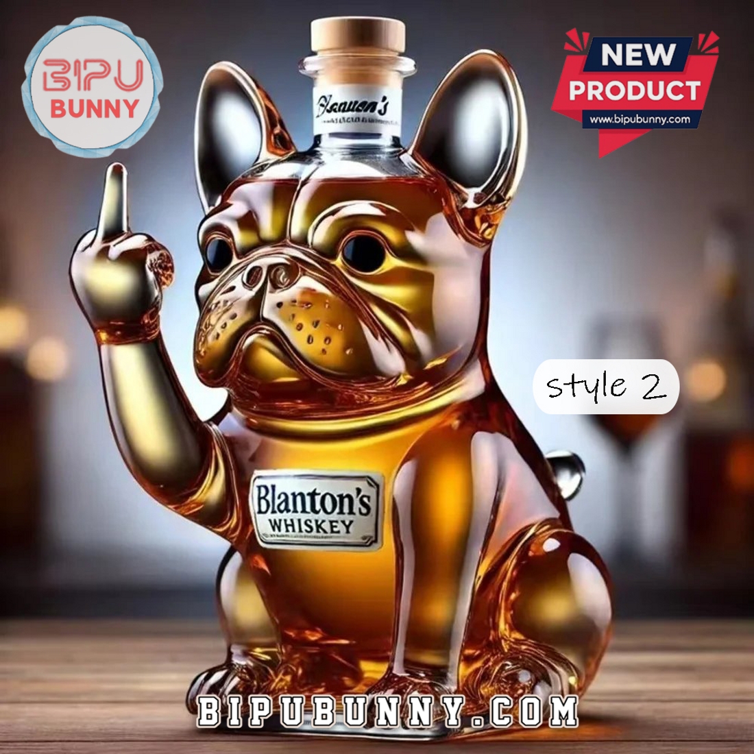 French Middle Finger Bulldog Whiskey Bottle French Middle Finger Bulldog Whiskey Bottle