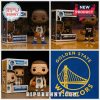 Funko figures of Stephen Curry, Draymond Green, and Jimmy Butler with team boxes.