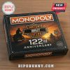 Harley Davidson 122nd Anniversary Monopoly game box with motorcycle riders and Route 66 theme.