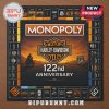 Harley Davidson 122nd Anniversary Monopoly board with custom motorcycle-themed properties.