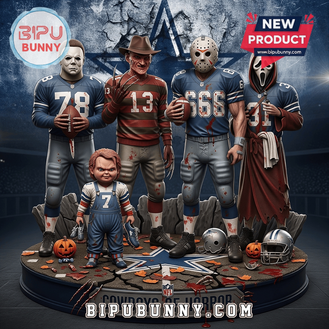 Horror Movies x Dallas Cowboys Acrylic Block Display Horror Movies x Dallas Cowboys Acrylic Block Display