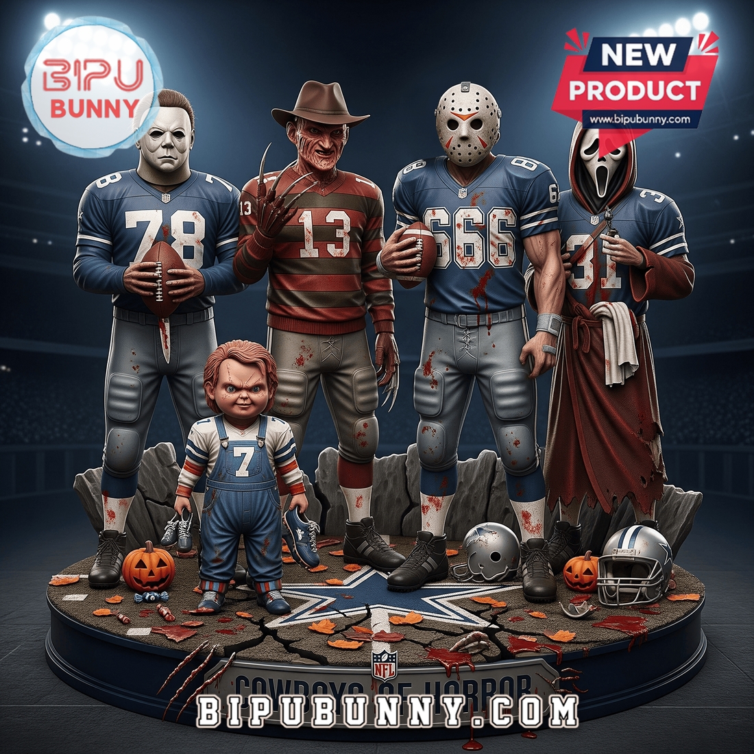 Horror Movies x Dallas Cowboys Acrylic Block Display Horror Movies x Dallas Cowboys Acrylic Block Display