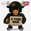 Houston Texans crochet bull mascot doll with helmet, football, and H Town Made sign.