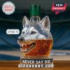 Wolf head whiskey bottle in Style 5 with a green cap.