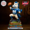 Indianapolis Colts mascot figure standing on stadium base with spotlight lighting.