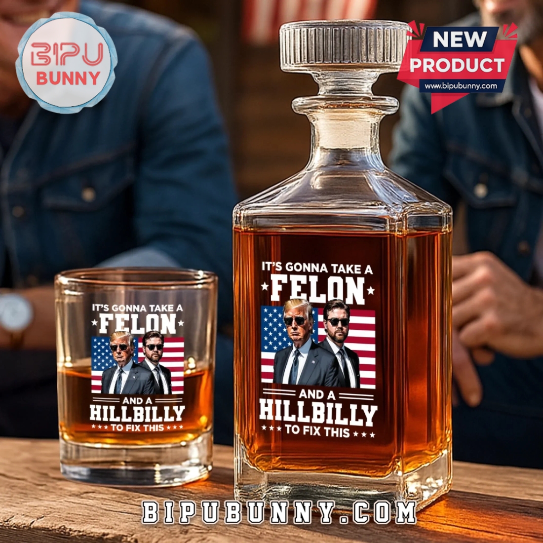 It’s Gonna Take A Felon And A Hillbilly Whiskey Decanter Set It’s Gonna Take A Felon And A Hillbilly Whiskey Decanter Set