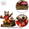 Close-up of Chiefs mascot standee jersey and stadium base.