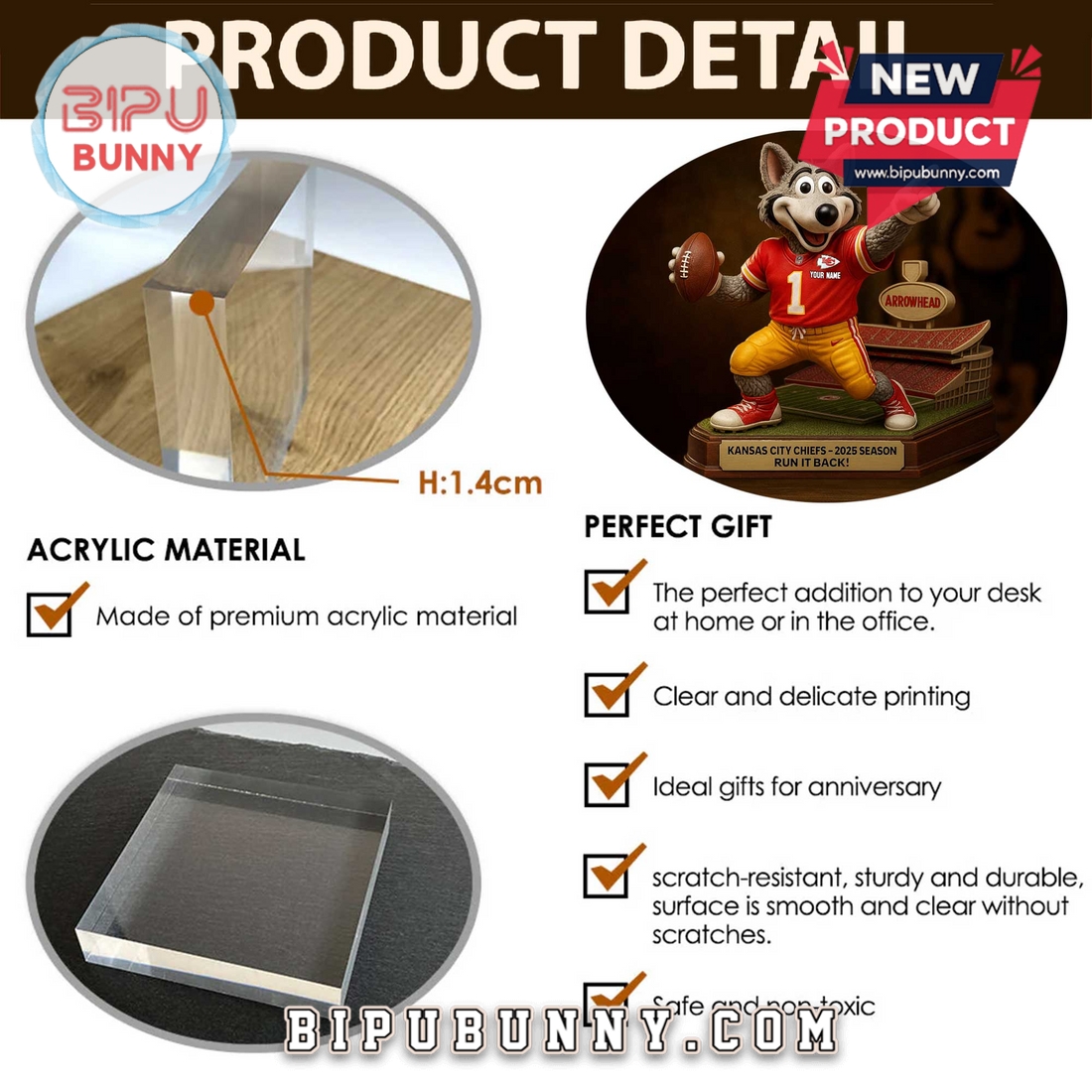 Kansas City Chiefs Acrylic Standee Figures Kansas City Chiefs Acrylic Standee Figures