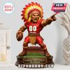 Kansas City Chiefs mascot figure with custom text on display in home decor.