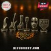 KISS Monopoly collectible game pieces, including a guitar, boot, and microphone.