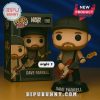 Dave Farrell Funko Pop holding red bass wearing black cap and tank top next to product packaging.