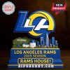 LA Rams standee with dark background and strong color contrast.