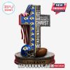 Football-themed personalized cross with Bible verse and custom name.