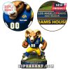 Detailed Los Angeles Rams mascot standee in team uniform with custom name and number.