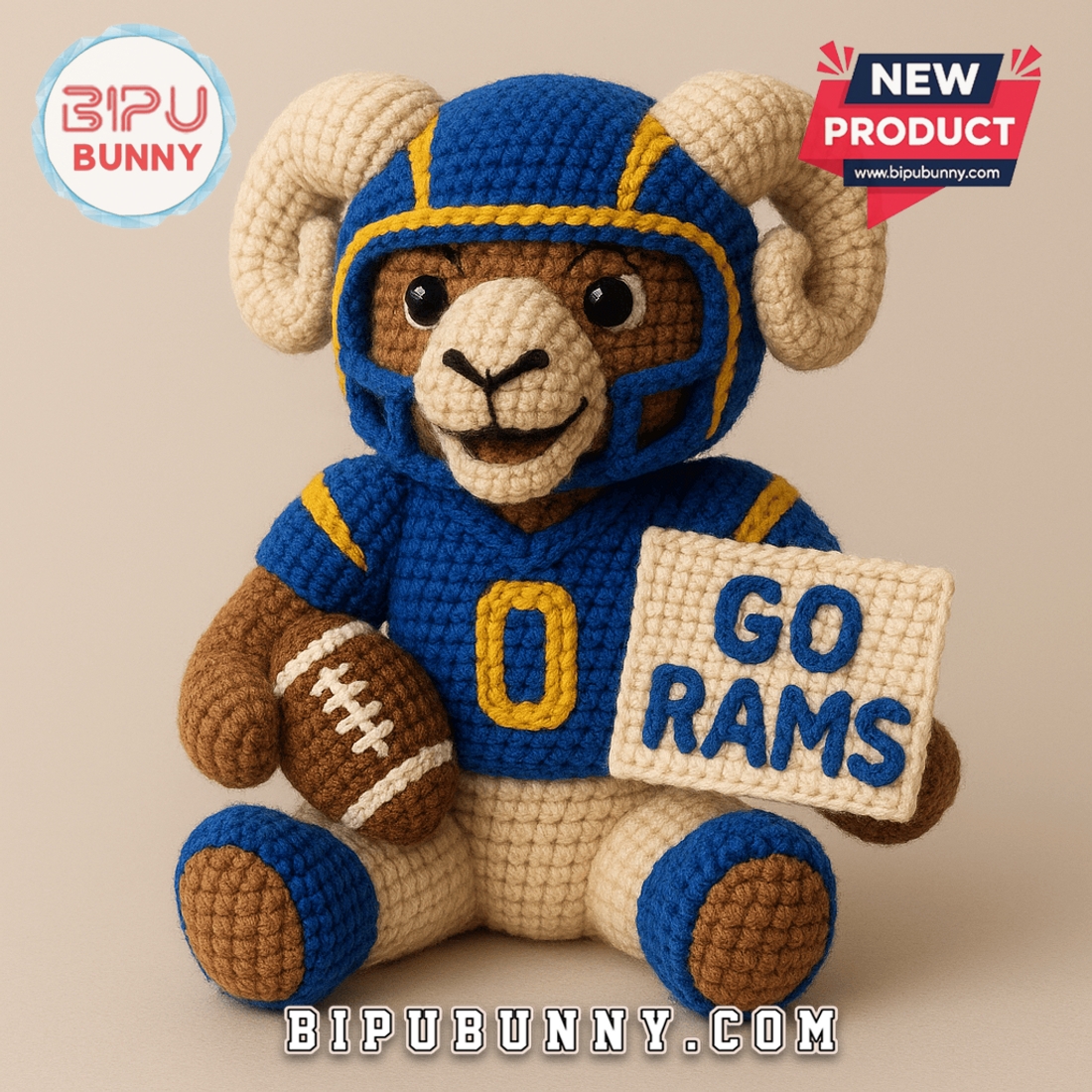Los Angeles Rams Emotional Support Crochet Doll Los Angeles Rams Emotional Support Crochet Doll