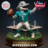 Close up of Miami Dolphins dolphin mascot statue with dark background.