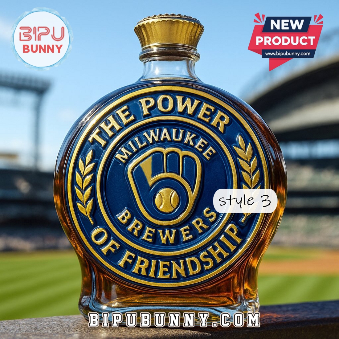 Milwaukee Brewers Power of Friendship Whiskey Bottle Milwaukee Brewers Power of Friendship Whiskey Bottle