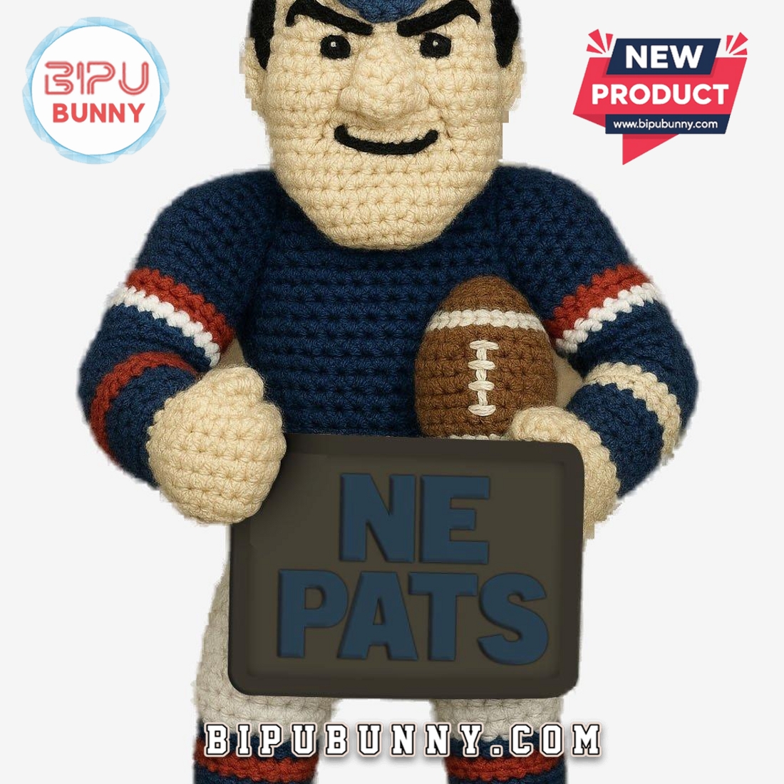 New England Patriots Emotional Support Crochet Doll New England Patriots Emotional Support Crochet Doll